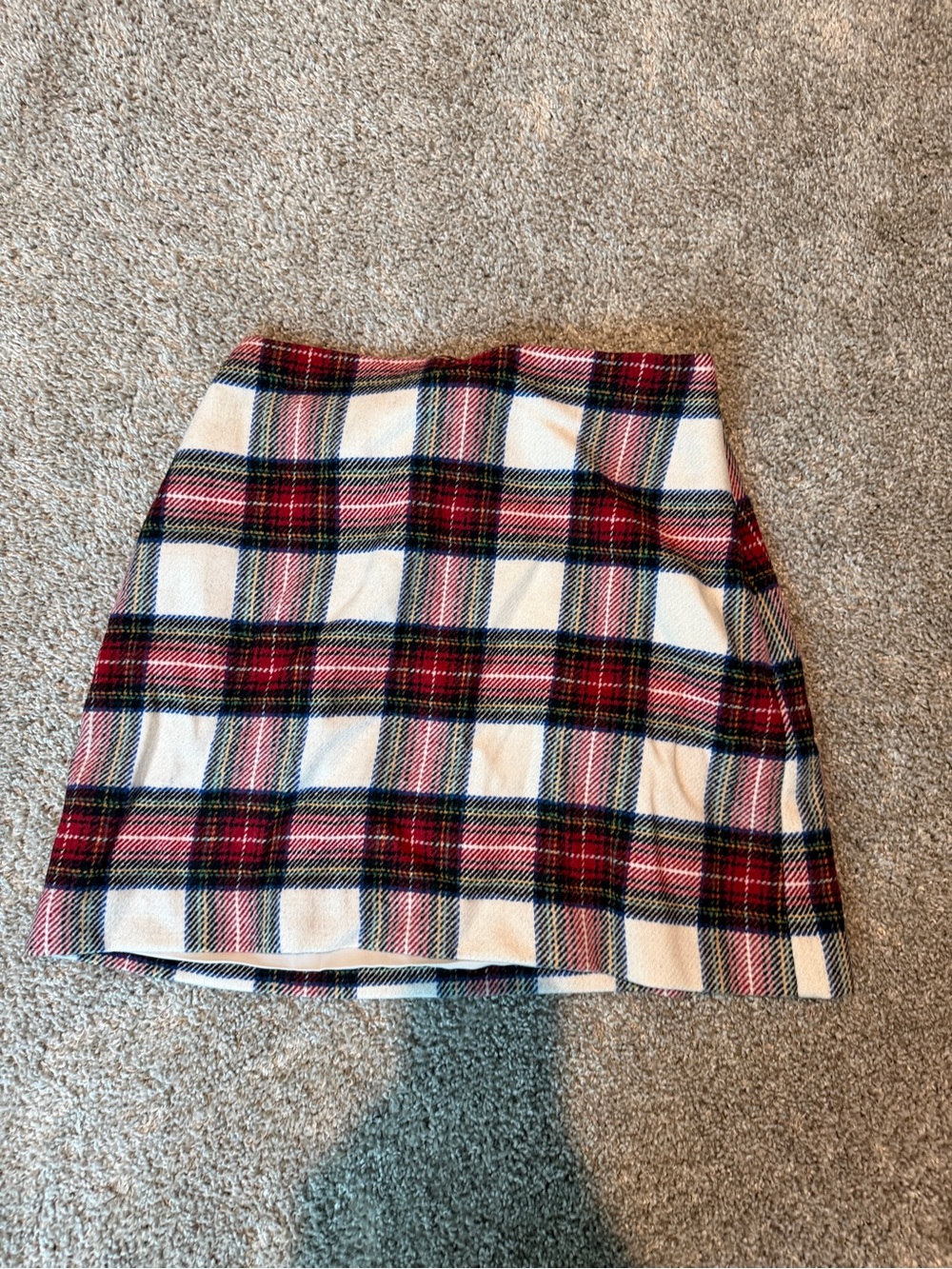 Abercrombie & Fitch Red and Cream Plaid Mini Skirt